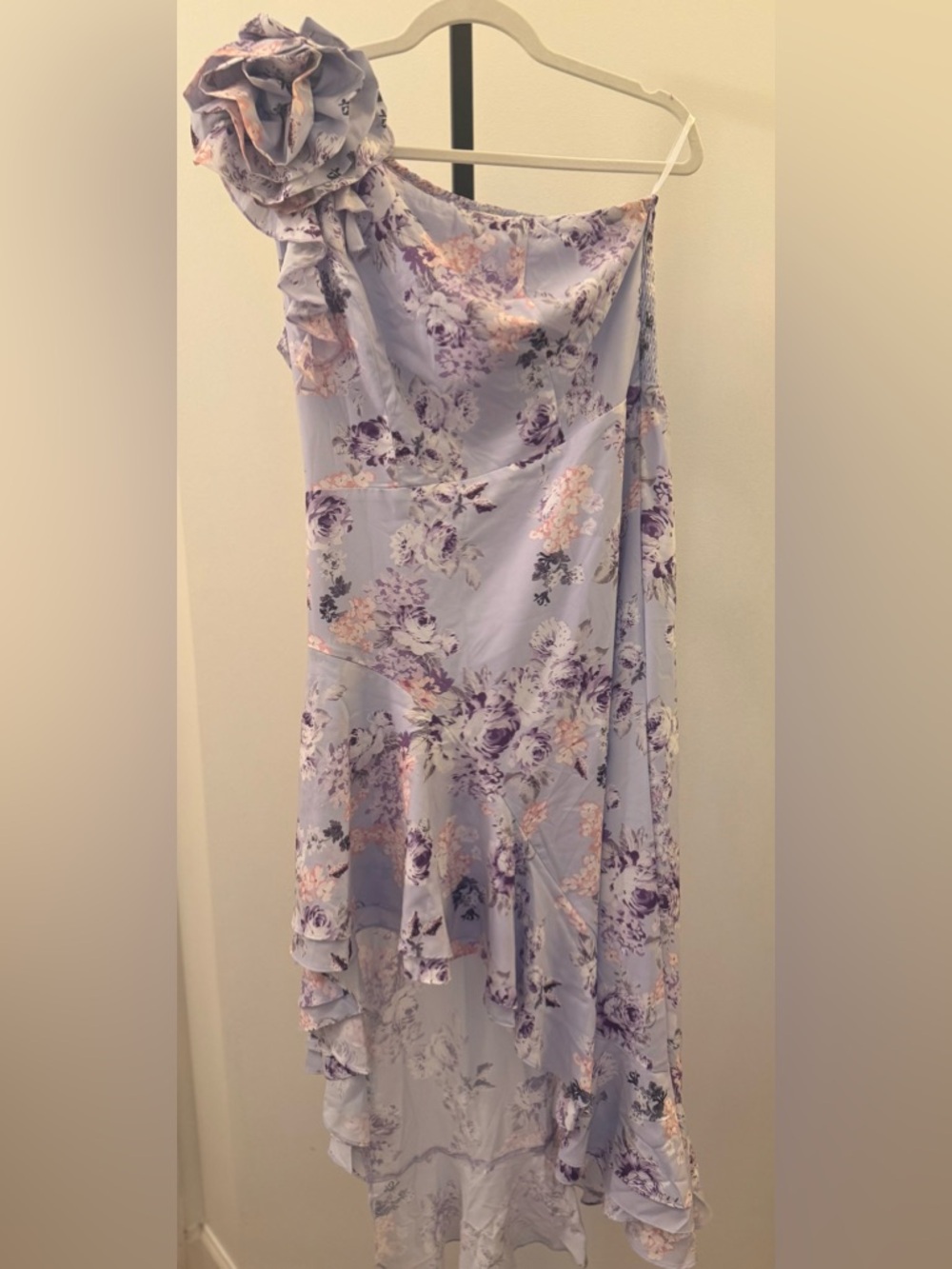 Grace Karin Lavender Floral One-Shoulder High-Low Dress - Picture 5 of 9